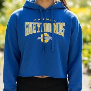 PEL Athletic Carmel Greyhounds Cropped Hoodie Sweatshirt Blue Womens Size M
